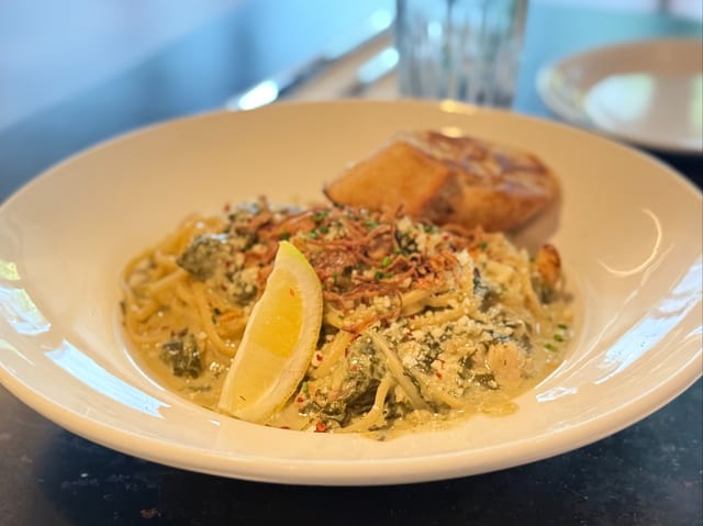 Salmon Luau Linguine.